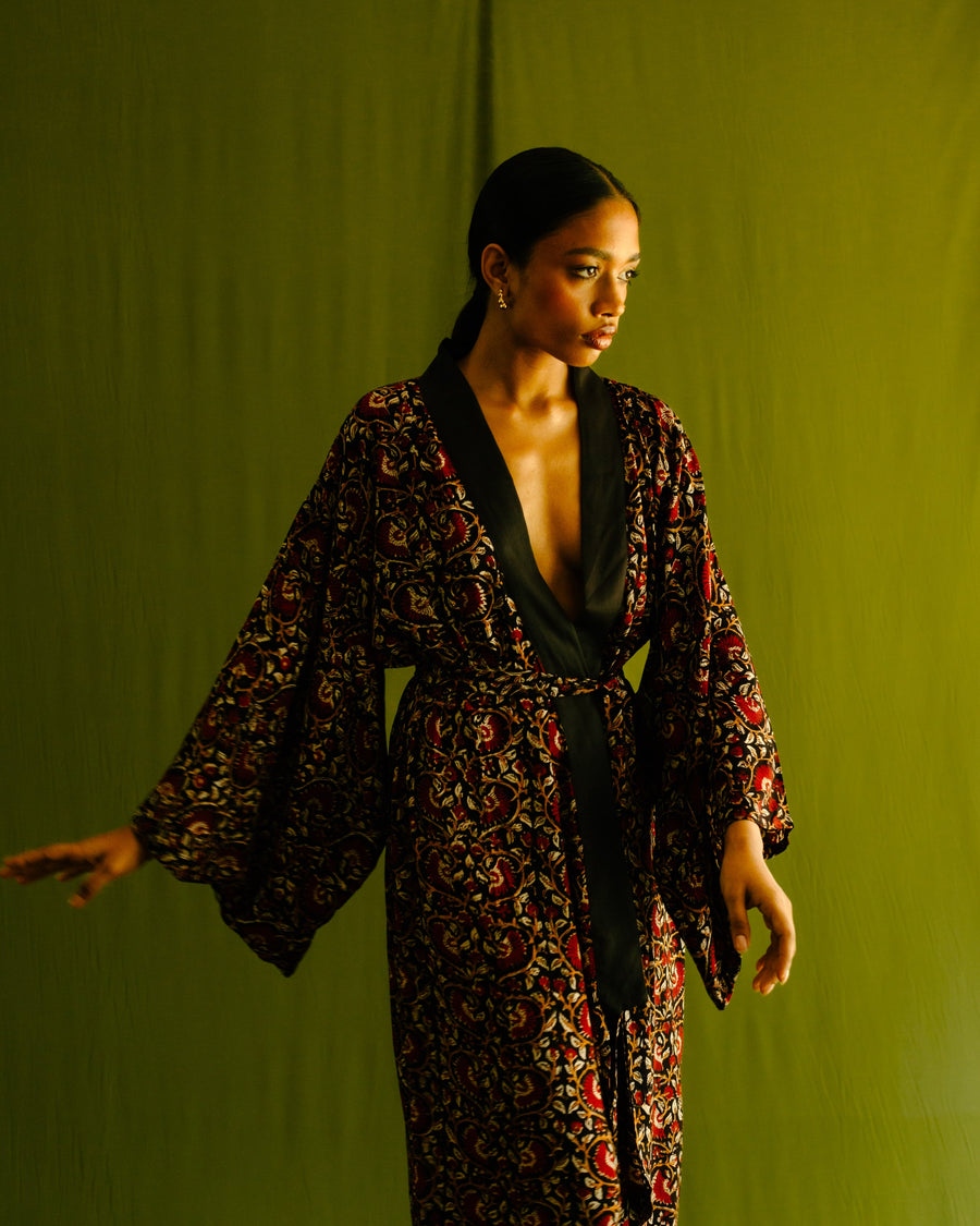 silk kimono robe, floral evening kimono dress